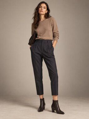 Nili Lotan 8 Wool Pinstripe Chelsea Pants $595 High Waist Straight Leg Navy